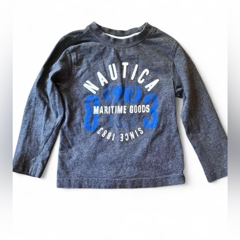 Nautica Kids Charcoal and Cobalt Long Sleeve Tee Size 2T